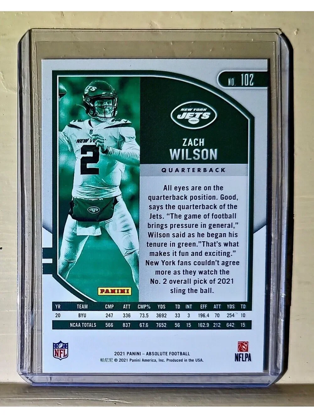 Zach Wilson 2021 Panini NFL Absolute Football #102 Rookie Card New York Jets